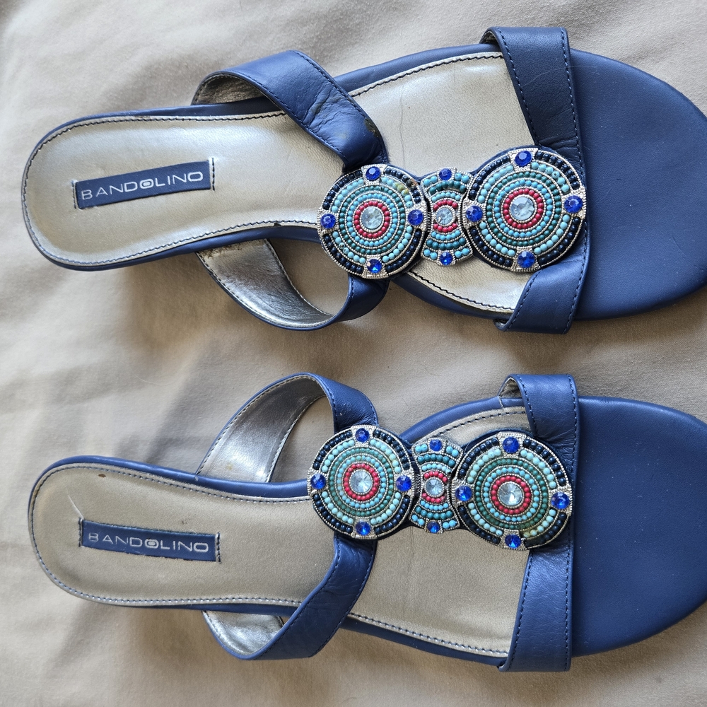 Bandolino Blue Sandals with Vibrant Beading